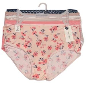 LAURA ASHLEY 5 Pack Floral Stripes Soft Comfy Briefs Panties NWT 1X